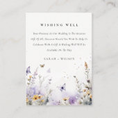 Lila Wildflower Vlinder Bruiloft Wishing Well Informatiekaartje (Voorkant)