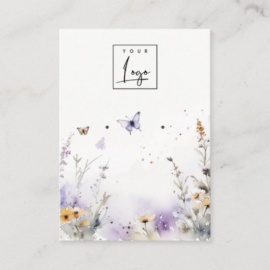 Lila Wildflower Vlinder Oorbel Logo Display Visitekaartje (Voorkant)
