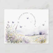 Lila Wildflower Vlinder Veldbruiloft Details Informatiekaartje (Achterkant)