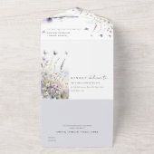 Lila Wildflower Vlinder Veldlandschap Bruiloft All In One Uitnodiging (Buitenkant)