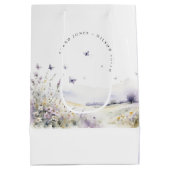 Lila Wildflower Vlinder Veldlandschap Bruiloft Medium Cadeauzakje (Achterkant)