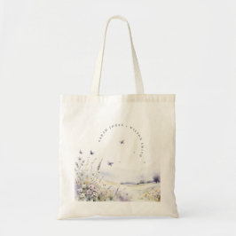 Lila Wildflower Vlinder Veldlandschap Bruiloft Tote Bag