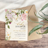 Lila Wildflowers Baby shower Invitation Kaart