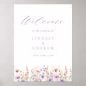 Lila Wildflowers Bruiloft Welkom Poster (Voorkant)