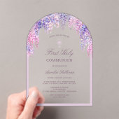 Lila Wisteria Boog Eerste Communie Acryl Uitnodigingen (Insitu (Draagbaar))