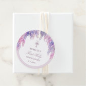 Lila Wisteria Boog Eerste Communie Bedankjes Labels (In situ)