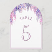 Lila Wisteria Boog Eerste Communie Tafelnummer (Voorkant)