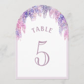 Lila Wisteria Boog Eerste Communie Tafelnummer (Achterkant)