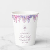 Lila Wisteria Eerste Communie Papieren Bekers (Achterkant)