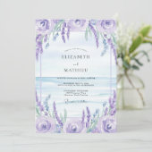 Lila Wisteria Kust Bruiloft Kaart (Staand voorkant)