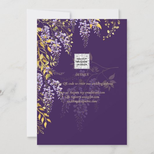 Lila Wisteria Paars Weddenschap bespaart de datum Kaart (Achterkant)