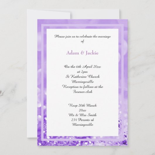 LILA WIT LAYER BOKEH PRINT WEDDING INVITATION KAART (Voorkant)