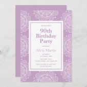 Lila & Wit Mandala Bloem 70e Verjaardag Kaart (Voorkant / Achterkant)