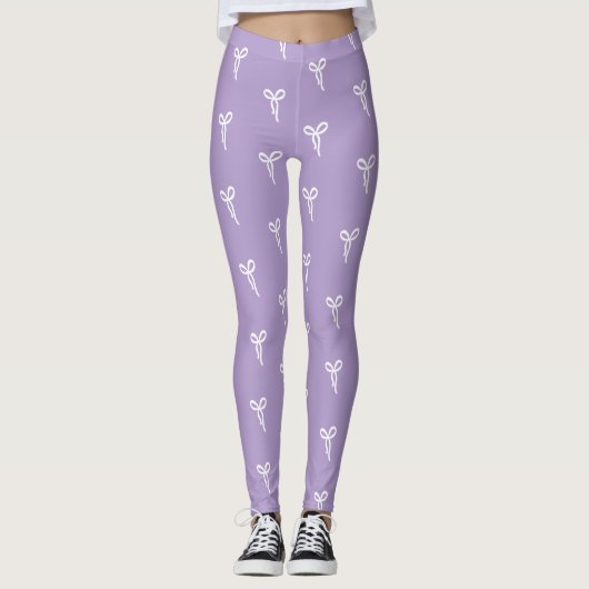 Lila wit speels boegpatroon leggings (Voorkant)