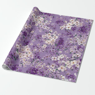 Lila Witte Ditsy Bloem Pastel Boho 70s Vintage Cadeaupapier