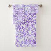  LILA WITTE PATROON TOWEL SET BAD HANDDOEK (Insitu)