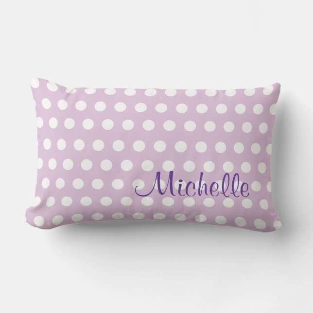 Lila witte poka Dot Pillow Kussen (Voorkant)