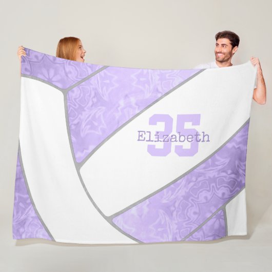 lila witte volleybalmeisjes decor fleece deken (In situ)