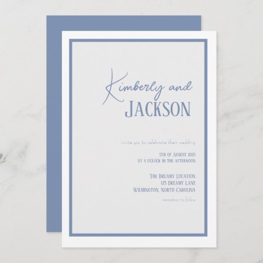 Lila zachte eenvoudige lente bruiloft uitnodiging (Voorkant / Achterkant)