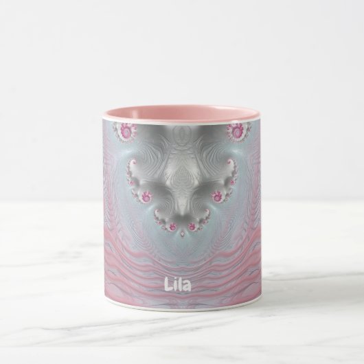 LILA ~ Zany 3D Fractal ~ Roze en Wit Mok (Midden)