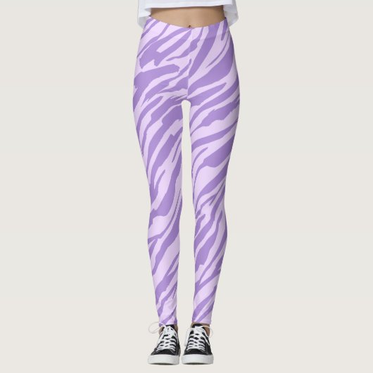 Lila Zebra wild dierpatroon Leggings (Voorkant)