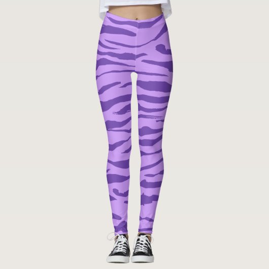 Lila Zebra wild dierpatroon Leggings (Voorkant)