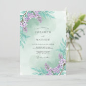 Lila Zeeschuim Tak Eucalyptus Bruiloft Kaart (Staand voorkant)