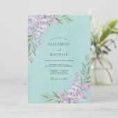 Lila Zeeschuim Wisteria Bruiloft Kaart (Staand voorkant)