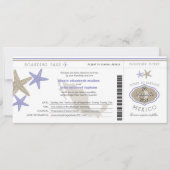 Lila zeester Mexico Boarding Pass bruiloft Kaart (Voorkant)