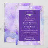 Lila zilveren glitter Agate Wedding Kaart (Voorkant / Achterkant)
