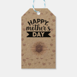 Lila Zonnebloem Moederdag Kraft Gift Labels Cadeaulabel