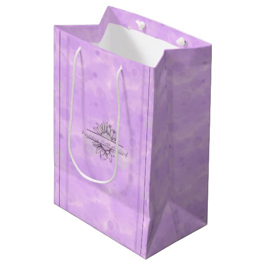 Lila zonnebloem Moederdag Middelgrote Gift Bag Medium Cadeauzakje (Voorkant Gekanteld)
