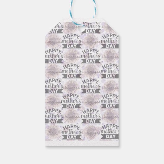 Lila Zonnebloem Moederdag Witte Labels Cadeaulabel (Achterkant)