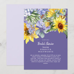 Lila & Zonnebloem Virtual Bridal Invitation Kaart