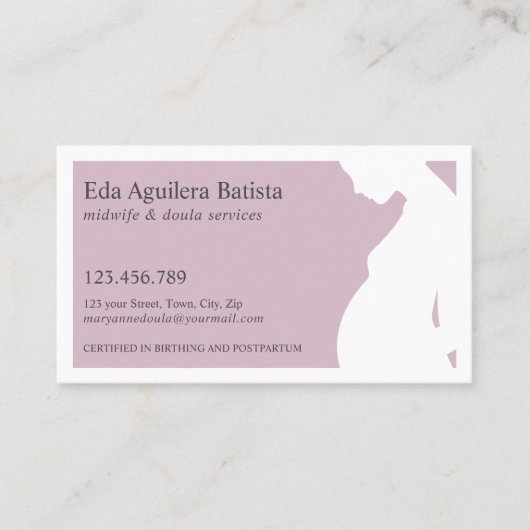 Lila | Zwangere vrouw SILHOUETTE Doula Visitekaartje (Voorkant)