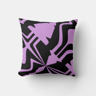Lila zwart diagonaal Abstract geluidsgolfpatroon Kussen