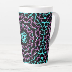 Lila, zwart en turkooismandala. latte mok