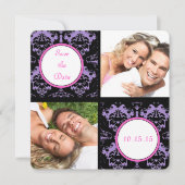 Lila zwart-wit roze bruiloft sparen de Datum Save The Date (Voorkant)
