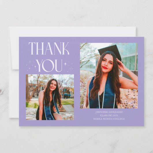 Lilac Afstudeer Bedankt 2-Foto  Aankondiging (Voorkant)