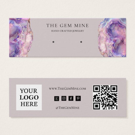 Lilac Agate Earring Mini Display Business Card Mini Visitekaartjes (Voorkant /achterkant)