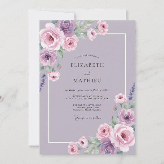 Lilac Amethyst Bloem Bruiloft Kaart (Voorkant)