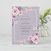 Lilac Amethyst Bloem Bruiloft Kaart (Staand voorkant)