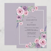 Lilac Amethyst Bloem Bruiloft Kaart (Voorkant / Achterkant)