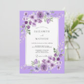 Lilac Amethyst Wijnstok Bruiloft Kaart (Staand voorkant)