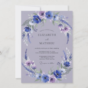 Lilac Amethyst Wilde Bloemen Bruiloft Kaart