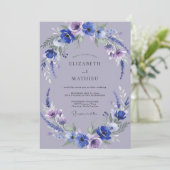 Lilac Amethyst Wilde Bloemen Bruiloft Kaart (Staand voorkant)