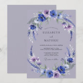 Lilac Amethyst Wilde Bloemen Bruiloft Kaart (Voorkant / Achterkant)