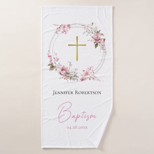 Lilac and Pink Flowers Orthodox Baptism Gift       Badhanddoek (Badhanddoek)