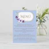 Lilac and Violet Floral Blue Oval Gold Menu (Staand voorkant)