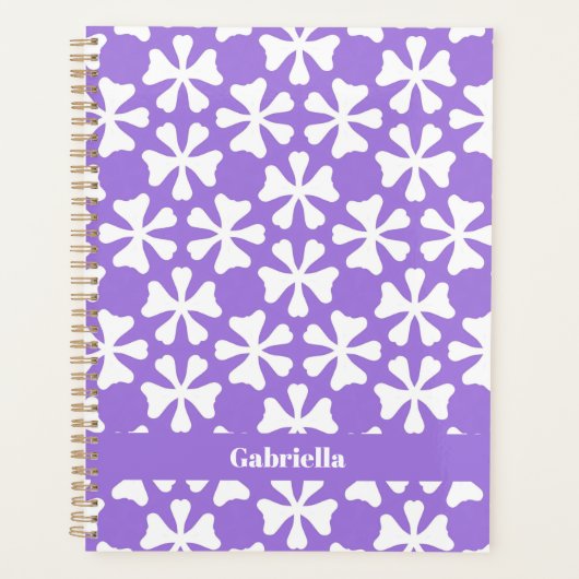 Lilac and White Modern Geometric Floral Pattern Planner (Voorkant)